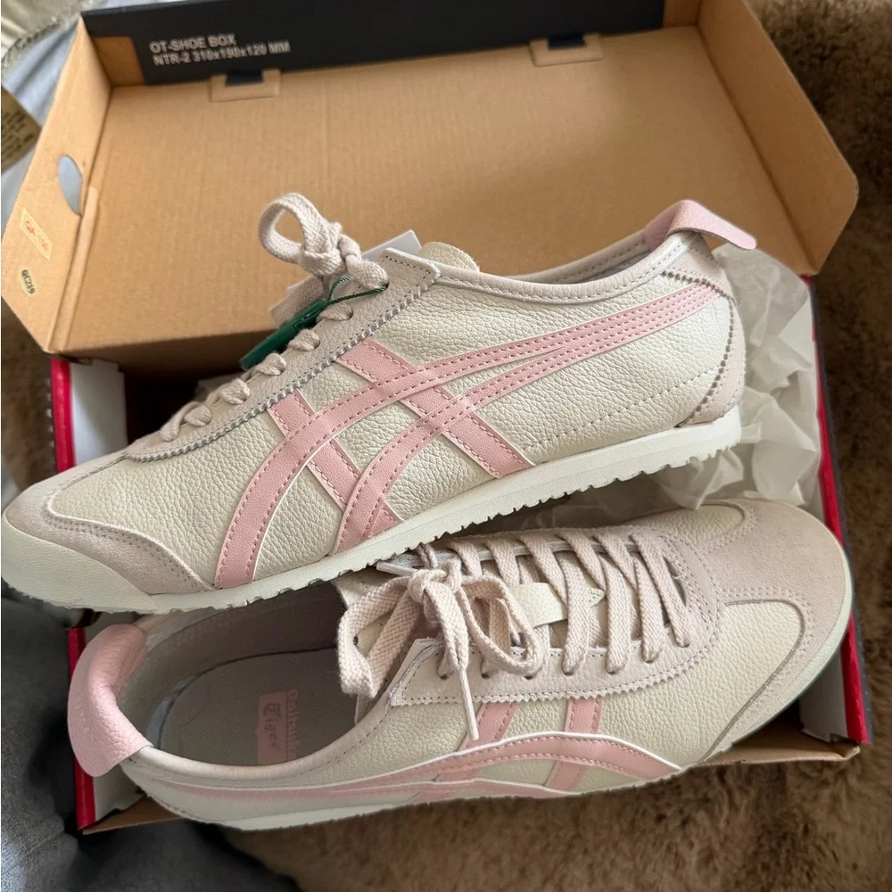 Onitsuka Tiger Mexico Women's Pink and Cream Sneakers - Picture 1 of 6